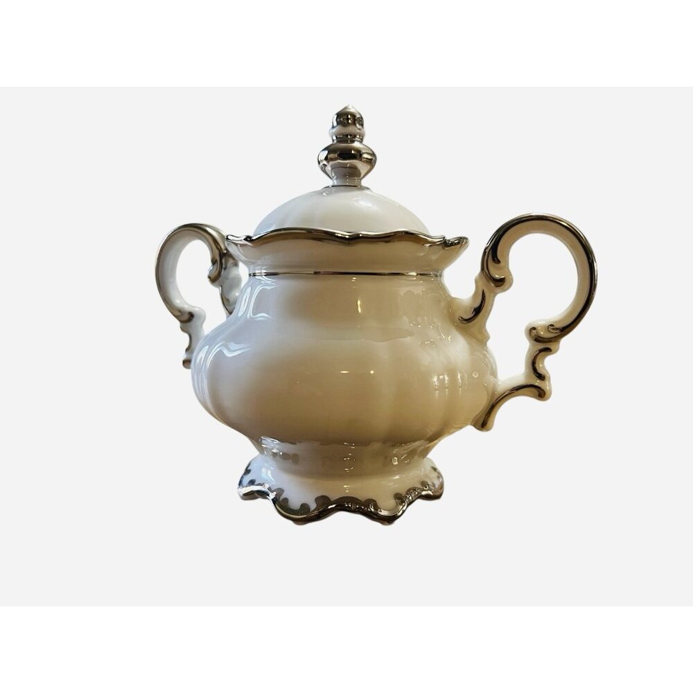 Porcelain Hutschenreuther Gelb LHS Sugar Bowl Bavaria‎ Germany 5 Inch Tall